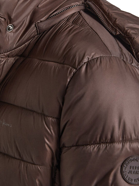 Maddie Women's Long Puffer Jacket for Winter Brown