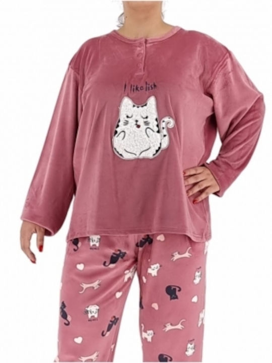 Goodnight De iarnă Set Pijamale pentru Femei Catifea Roz