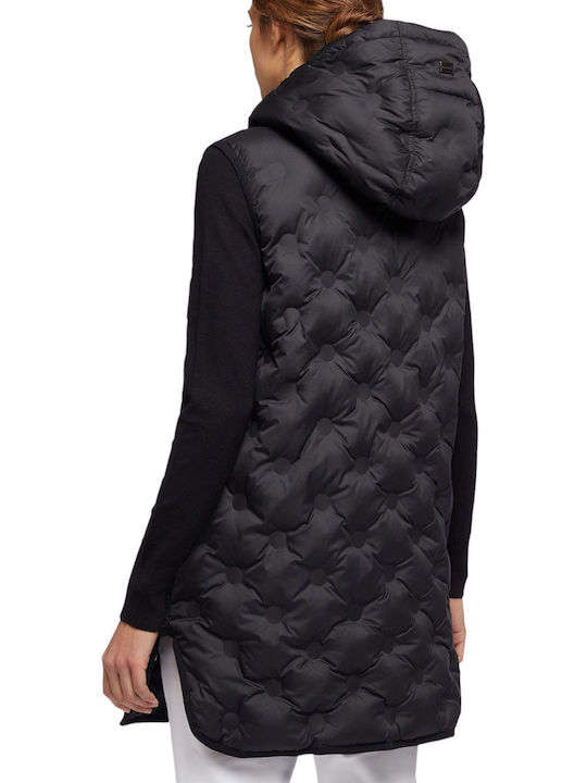 Geox Lang Damen Ärmellos Puffer Jacke für Winter Schwarz