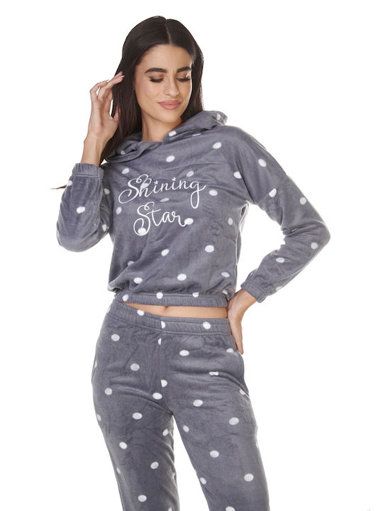 Comfort Iarnă Set pijama femei Fleece Gri