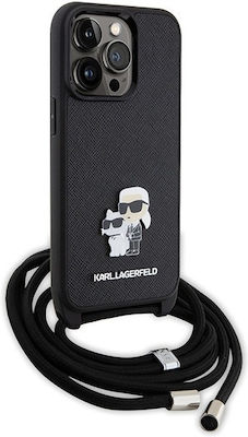 Karl Lagerfeld Karl&Choupette Crossbody Задна корица Пластмаса с презрамка Черно (iPhone 13 Pro - iPhone 13 Про)