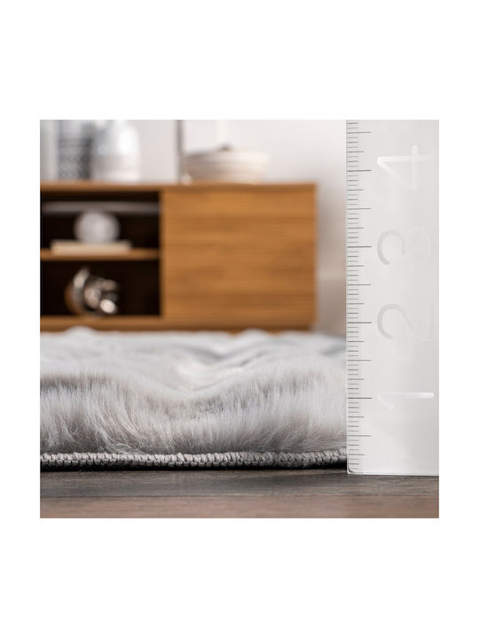 Saray Home Solid Design Rutschfest Teppich Rechteckig Zottelig Pelzige Gray