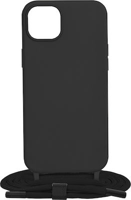 Techsuit Lanyard Back Cover με Λουράκι Μαύρο (iPhone 15 Plus)