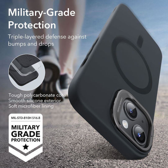 ESR Cloud Kickstand Halolock Umschlag Rückseite Metallisch 1.8mm Schwarz (iPhone 15 Plus / 16 Plus)