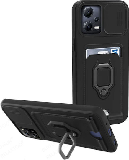 Bodycell Multifunction Задна корица Пластмаса / Силикон / Метал с Каишка Черен (Redmi Note 12 5G / Poco X5 5G)
