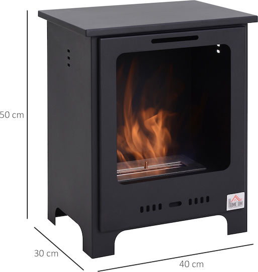 HomCom Internal / Outdoor Floor Bioethanol Fireplace Black 40x30x50cm
