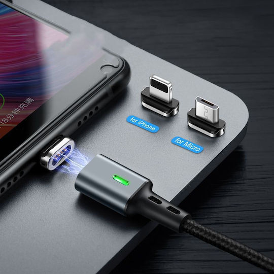 Awei Elough E05 Магнитно отделяемо USB-A към Lightning кабел Черен 1м