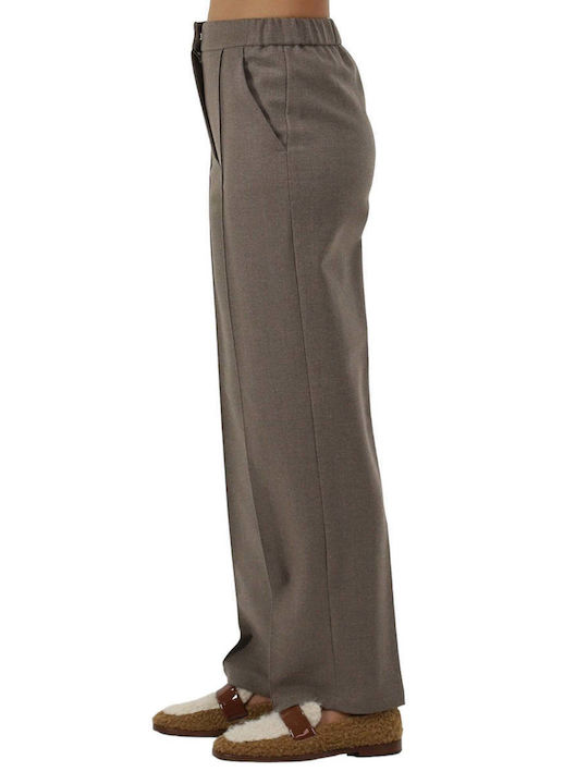 Beatrice Damen Hoch tailliert Stoff Hose Gray