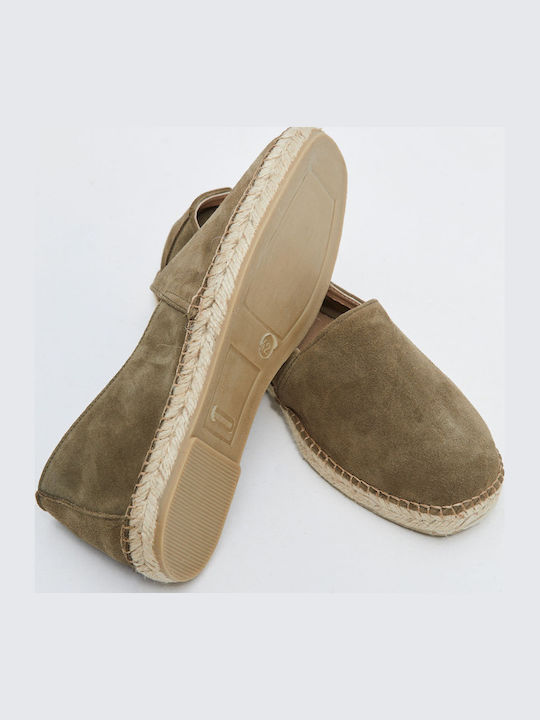 Suede Men's Espadrilles in Green Color