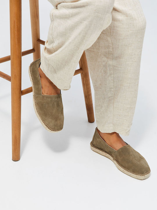 Suede Men's Espadrilles in Green Color