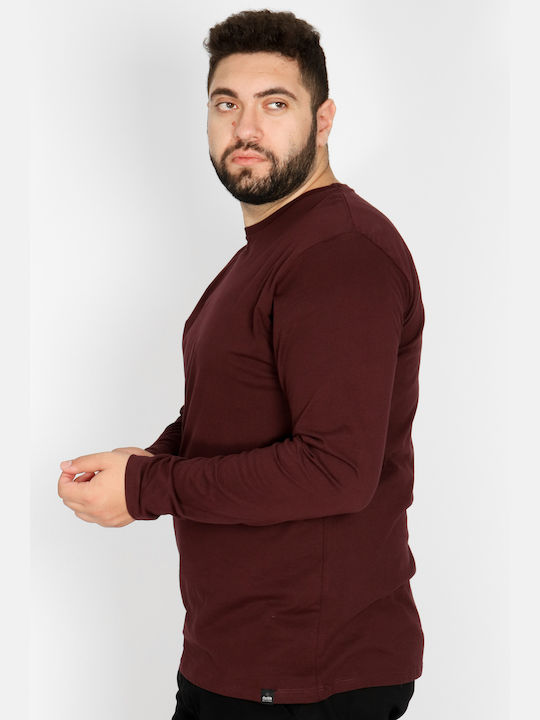 Double Bluza Bărbătească cu Mânecă Lungă Burgundy