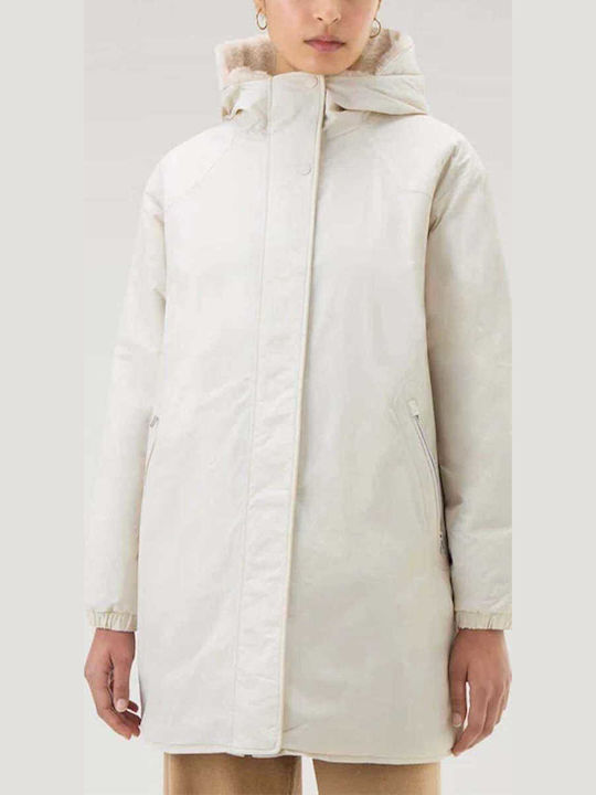 Women's Short Parka Jacket Double Sided for Winter Beige