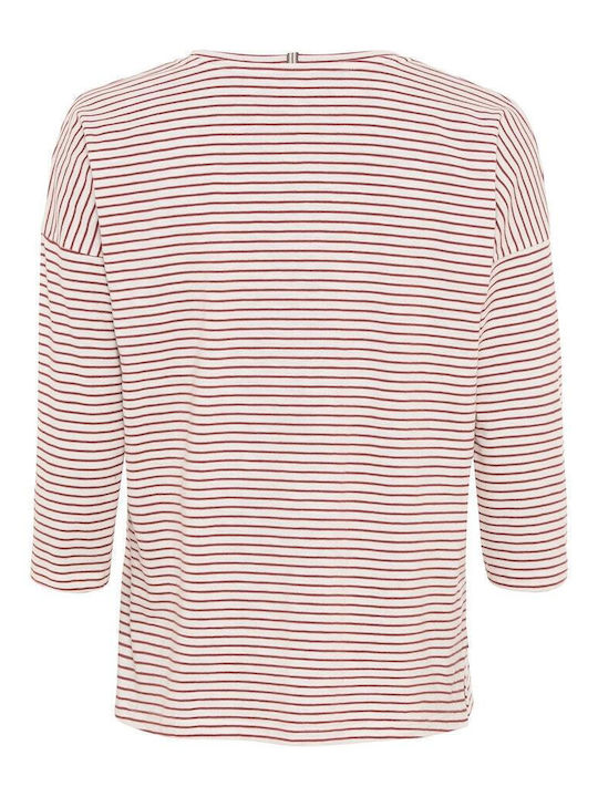 Camel Active Women's Athletic T-shirt Striped Burgundy