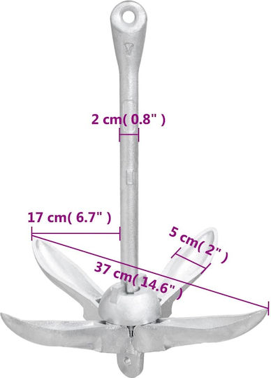 vidaXL Άγκυρα Σκάφους Τεσσαροχάλι 3.2kg