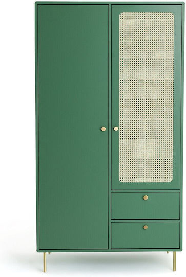 Redpop Ușă dublă Dulap cu 2 Sertare Verde 100x55x185cm