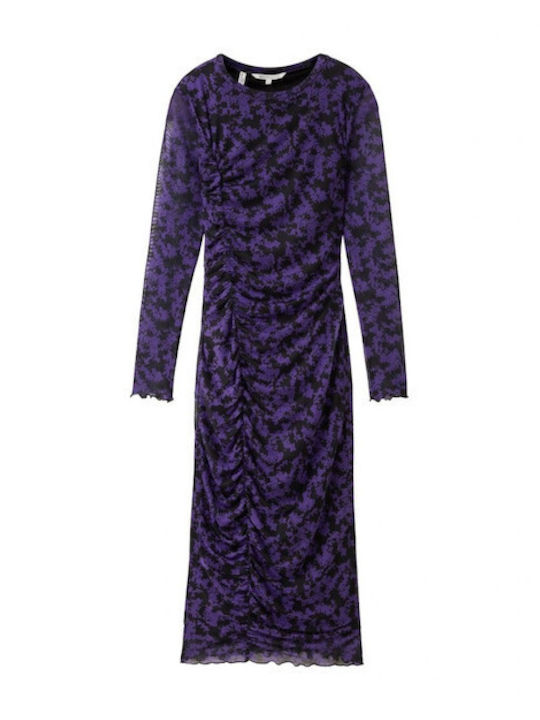 Tom Tailor Midi Dress with Ruffle Purple