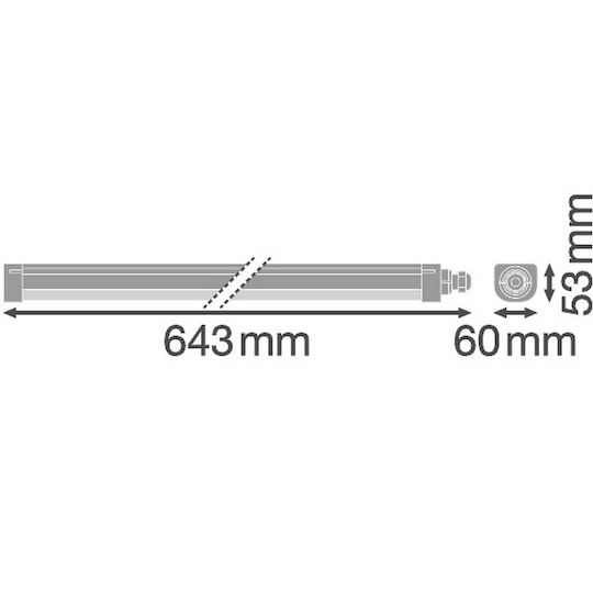 Ledvance Lumină Batten Pentru Exterior cu 2 Lămpi Fluorescente 16W