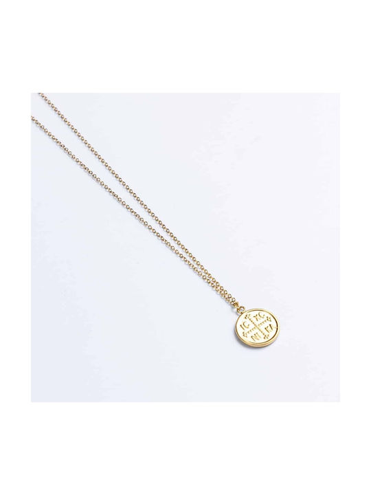 Cuoro Necklace Double Amulet from Gold Plated Steel