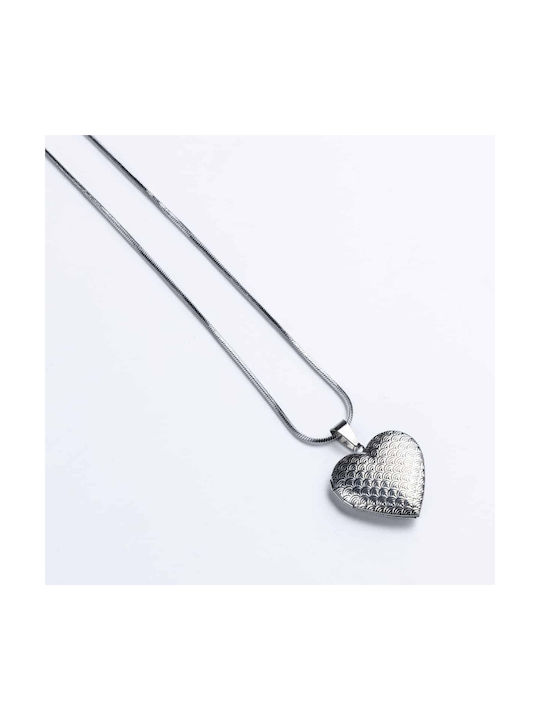 Cuoro Necklace with design Heart from Gold Plated Steel