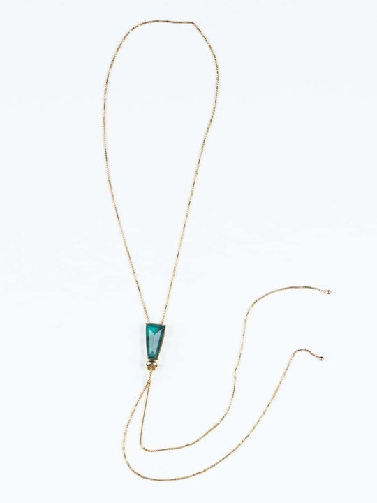 Cuoro Necklace from Gold Plated Steel Green