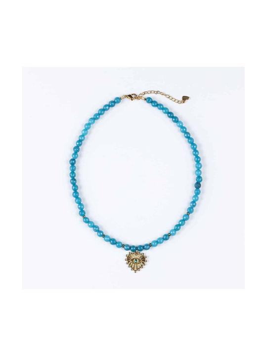 Cuoro Necklace with design Heart from Gold Plated Steel