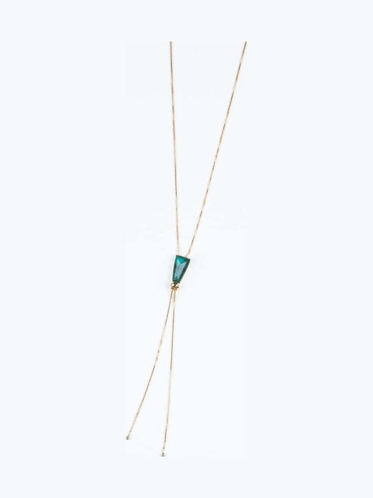 Cuoro Necklace from Gold Plated Steel Green