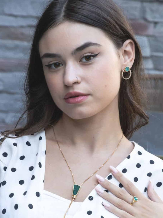 Cuoro Necklace from Gold Plated Steel Green