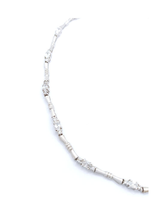 PS Silver Necklace Double from Silver with Zircon