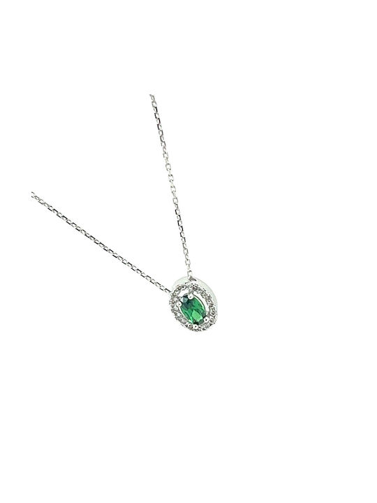 CHrysolithos Necklace Rosette from White Gold 14K