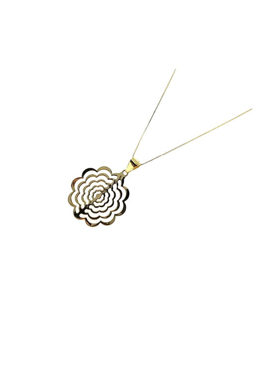 CHrysolithos Necklace with design Flower from Gold 9 K