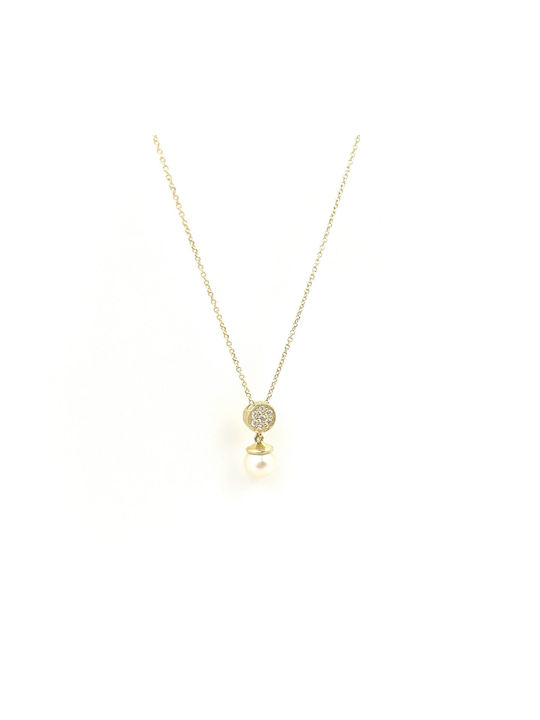 CHrysolithos Necklace from Gold 9 K with Pearls