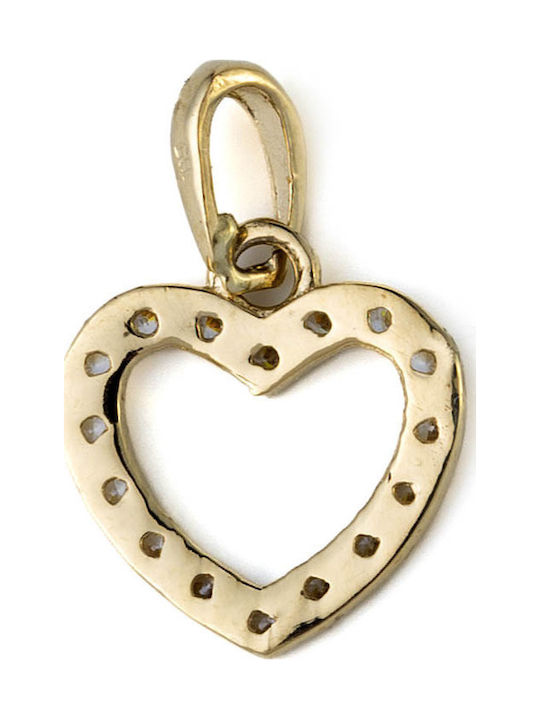 George Art Jewels Κολιέ με σχέδιο Καρδιά από Χρυσό 14Κ με Ζιργκόν