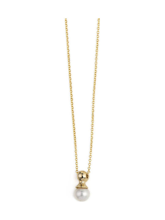 George Art Jewels Κολιέ με σχέδιο Δάκρυ από Χρυσό 14Κ με Πέρλες