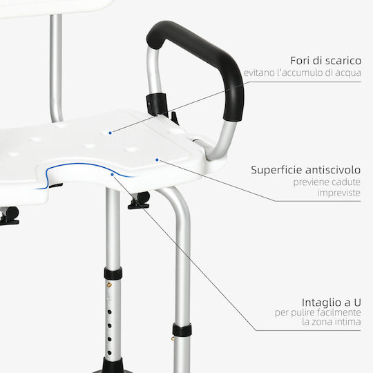 HomCom Toilettenstuhl mit Rückenlehne 713-117V00WT