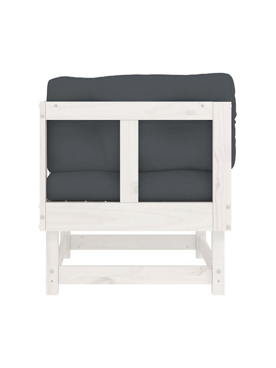 Outdoor Chair Wooden White with Cushion 61x61x62cm