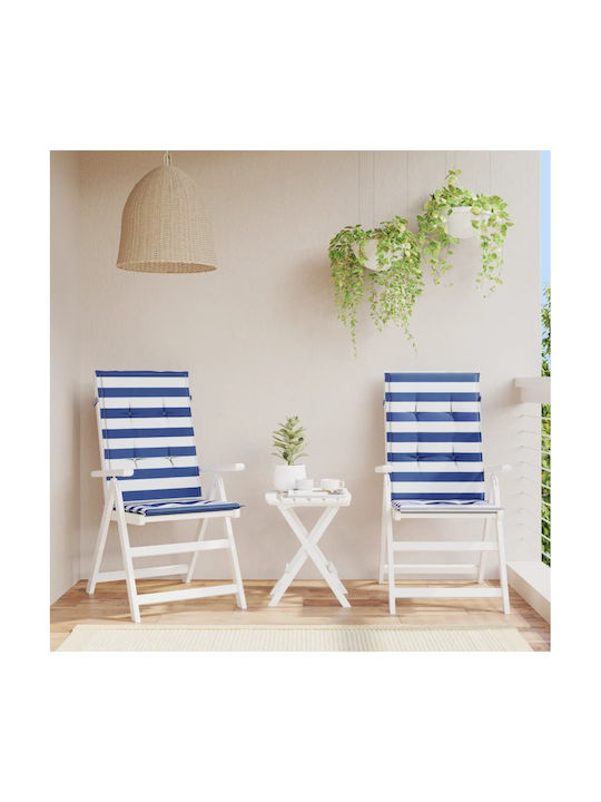vidaXL Garden Chair Cushion with Backrest Blue 2 Pieces 50x120 cm