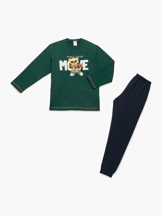 Minerva Pijama pentru copii De iarnă Verde Move Bear