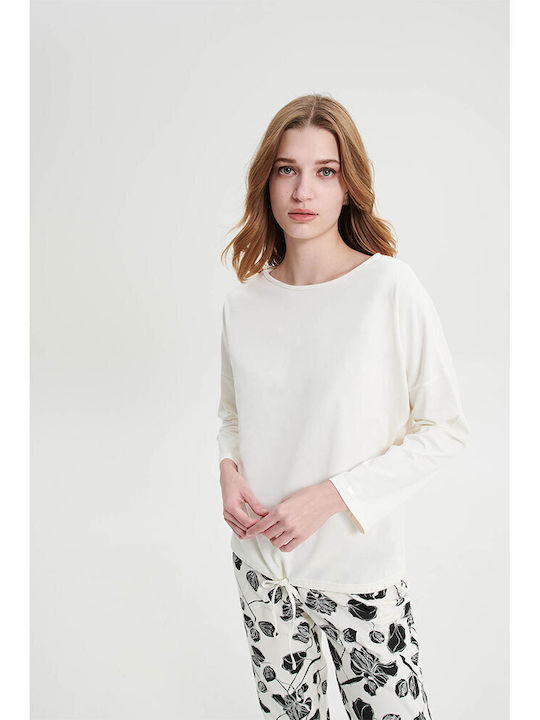 Vamp Winter Damen Pyjama-Set Vlies Weiß
