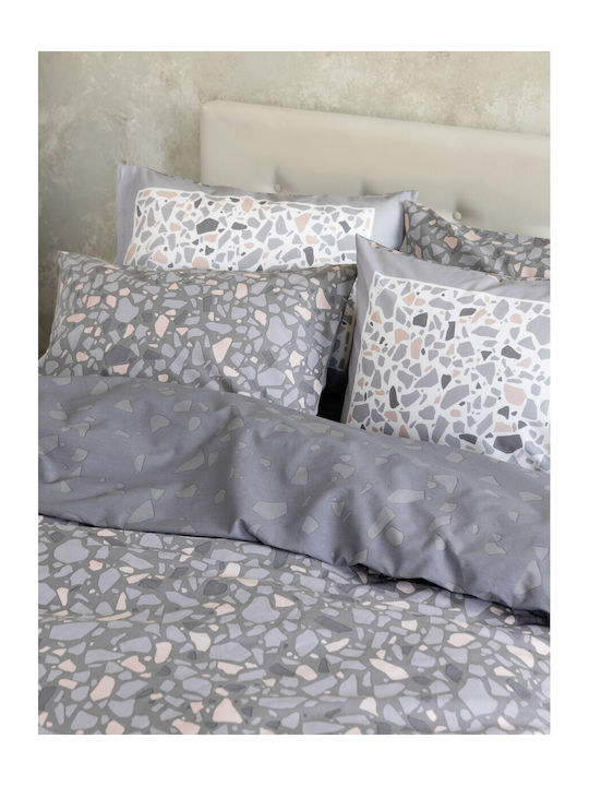 Nima Set Bettbezug Baumwolle Über-Doppelbett mit 2 Kissenbezügen 220x240 Terrazzo 32815