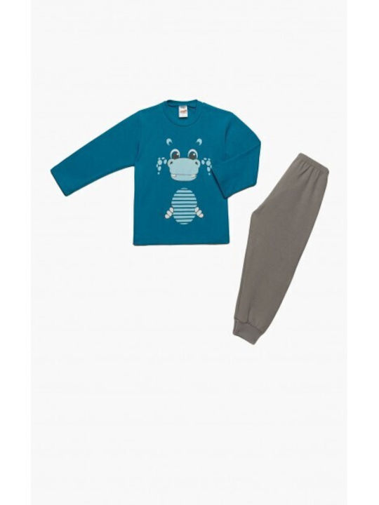 Minerva Kids Pyjamas Winter Petrol, Blue Mr Teddy