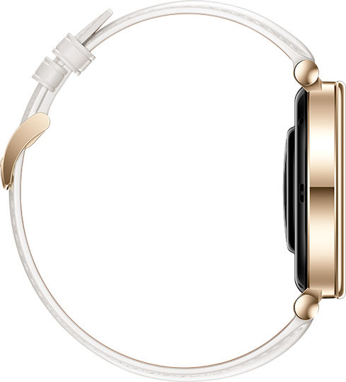 Huawei Watch GT 4 Stainless Steel 41mm Waterproof with Heart Rate Monitor (White Leather Strap)