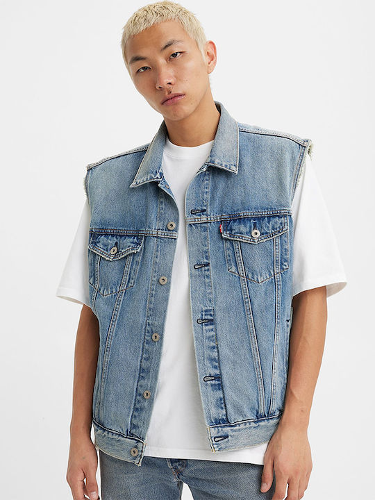 Trucker Ärmellos Jeansjacke Jacke Blue