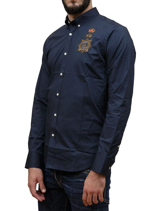 La Martina Men's Shirt Long Sleeve Navy Blue