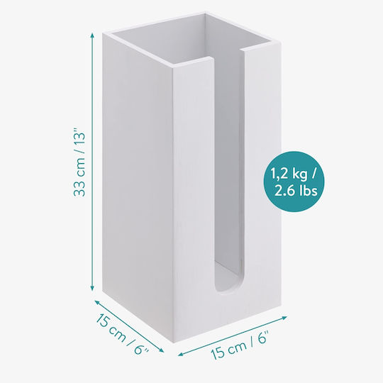 Navaris Floor Paper Holder Wooden White