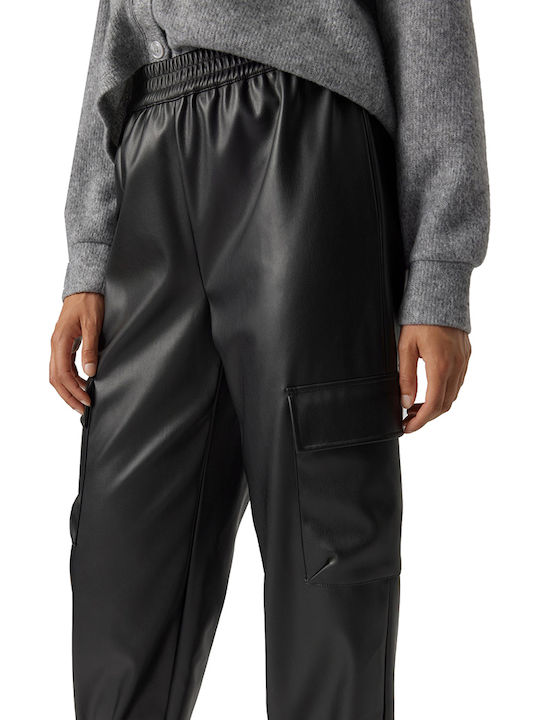 Damen Stoff Cargo Hose Schwarz