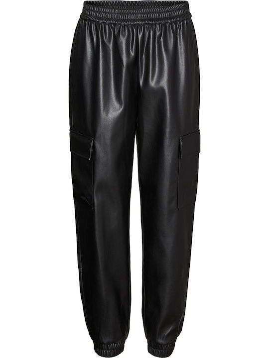 Damen Stoff Cargo Hose Schwarz