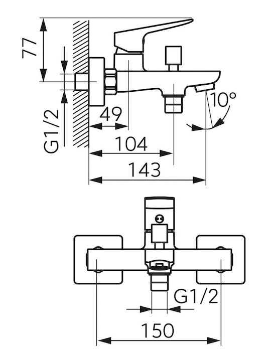 Ferro Vitto Mixing Bathtub Shower Faucet Gold