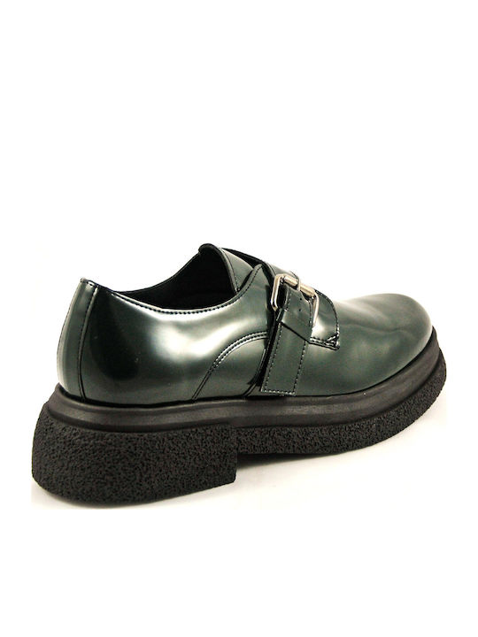 Leather Women's Moccasins in Green Color
