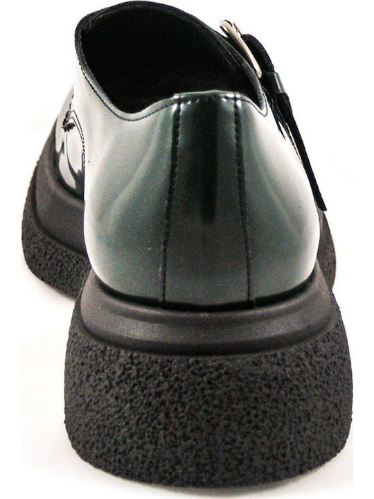 Leather Women's Moccasins in Green Color