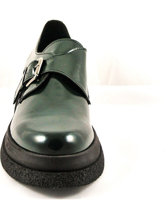 Leather Women's Moccasins in Green Color